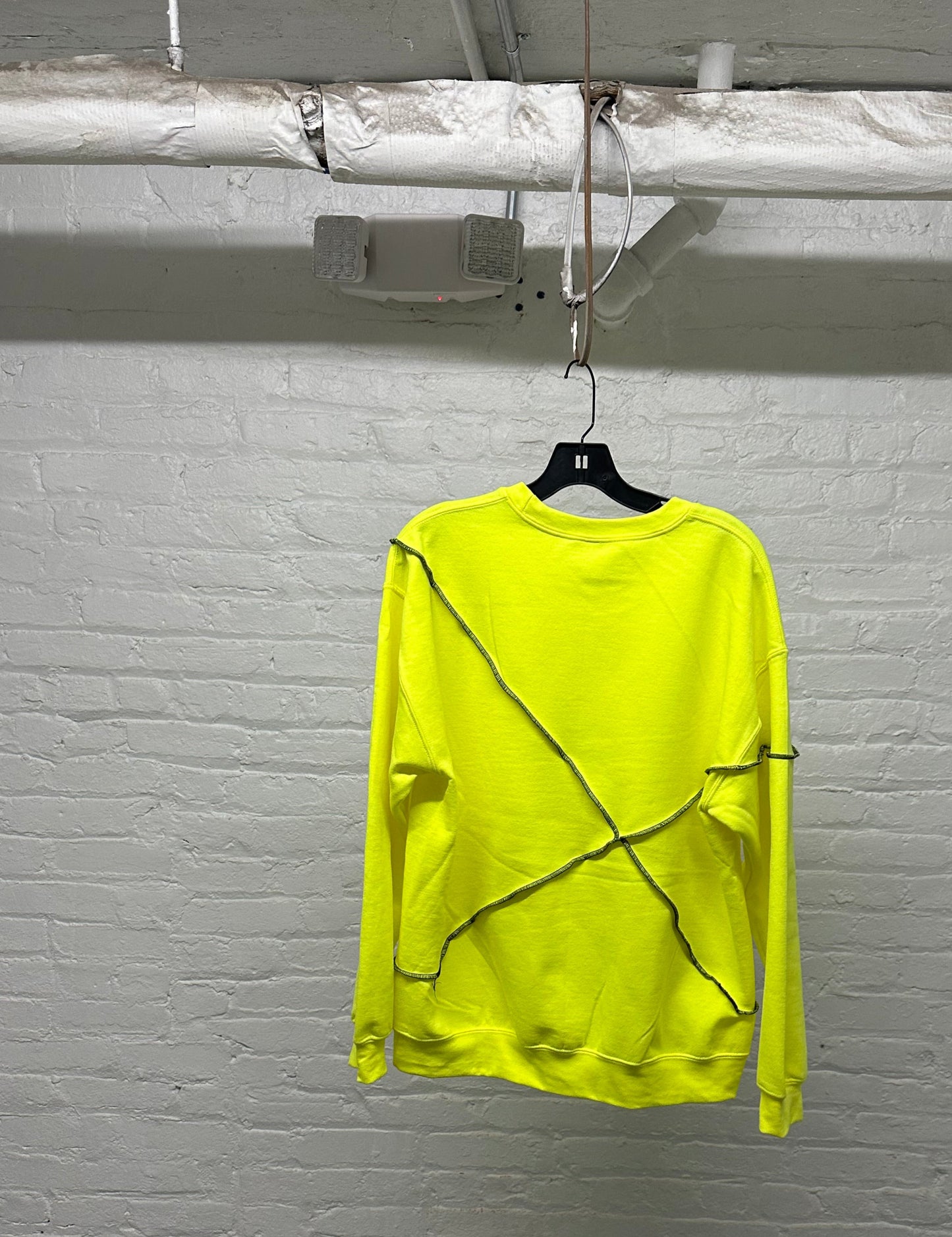 fractured crewneck in hivis