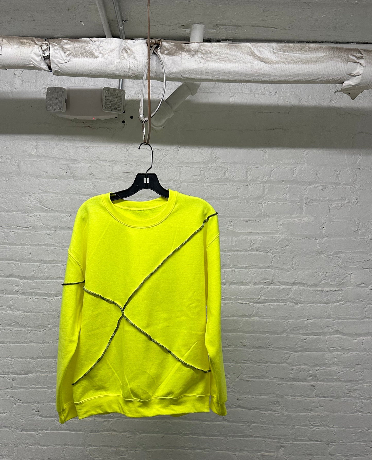 fractured crewneck in hivis